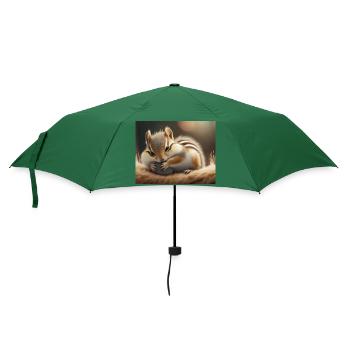 Niedliche Tiere im Winterschlaf – Streifenhörnchen - Regenschirm (klein) - Flaschengrün - Vorne