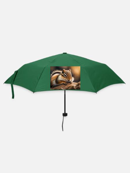 Niedliche Tiere im Winterschlaf – Streifenhörnchen - Regenschirm (klein) - Flaschengrün