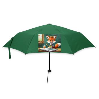 Niedlicher kleiner Teufel Fuchs Alltag – Mittagessen essen - Regenschirm (klein) - Flaschengrün - Vorne