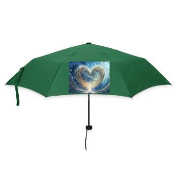 Herz aus Wasser und Licht - Regenschirm (klein) - Flaschengrün - Vorne