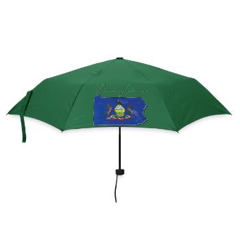 Pennsylvania Flagge in Pennsylvania Landkarte PA - Regenschirm (klein) - Flaschengrün - Vorne