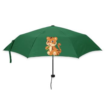 Süßer Baby Tiger mit Sandwich - Regenschirm (klein) - Flaschengrün - Vorne
