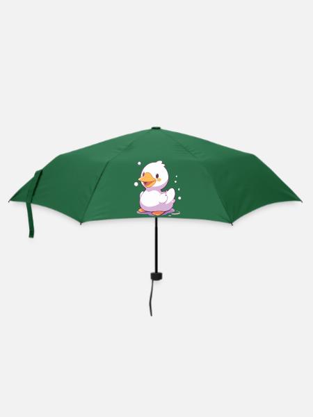 Fröhliche Ente - Glückliches Cartoon-Design - Regenschirm (klein) - Flaschengrün