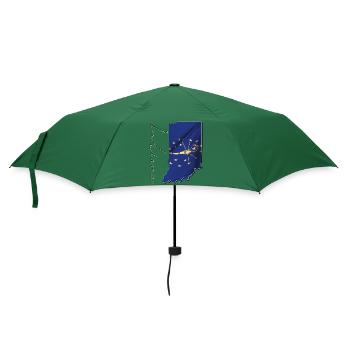 Indiana State Flagge in Indiana State Landkarte IN - Regenschirm (klein) - Flaschengrün - Vorne