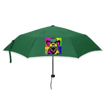 DOG POP, ein Hund mit sehr bunten Brillen - Regenschirm (klein) - Flaschengrün - Vorne
