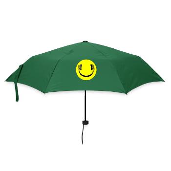 Smilie Kopfhörer Emoticon Musik Liebhaber - Regenschirm (klein) - Flaschengrün - Vorne