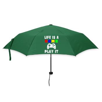 Das Leben Ist Ein Spiel Spielen Sie Es - Regenschirm (klein) - Flaschengrün - Vorne