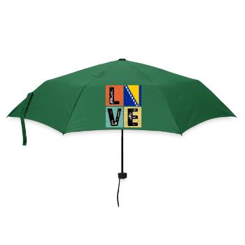 I Love Bosnia Flagge für bosnischen Stolz - Regenschirm (klein) - Flaschengrün - Vorne