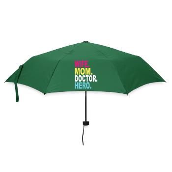 Wife Mom Doctor Hero - Regenschirm (klein) - Flaschengrün - Vorne