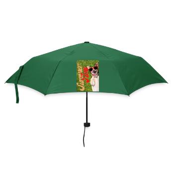 Summer Time lustiges Hunde Design - Regenschirm (klein) - Flaschengrün - Vorne