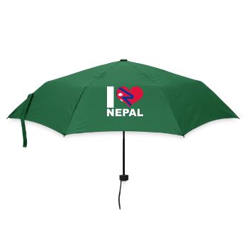 Ich liebe Nepal Herz Flagge Nepal - Regenschirm (klein) - Flaschengrün - Vorne