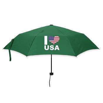 Ich liebe Usa Herz Flagge Usa - Regenschirm (klein) - Flaschengrün - Vorne