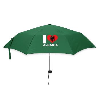 Ich liebe Albanien Herz Flagge Albanien - Regenschirm (klein) - Flaschengrün - Vorne