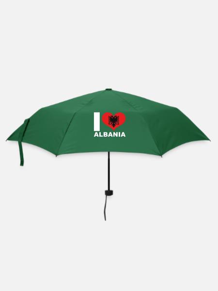 Ich liebe Albanien Herz Flagge Albanien - Regenschirm (klein) - Flaschengrün