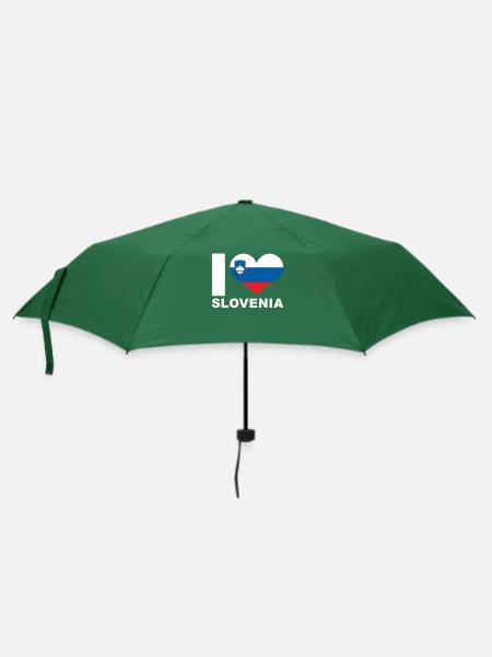 Ich liebe Slowenien Herz Flagge Slowenien - Regenschirm (klein) - Flaschengrün