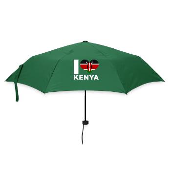 Ich liebe Kenia Herz Flagge Kenia - Regenschirm (klein) - Flaschengrün - Vorne