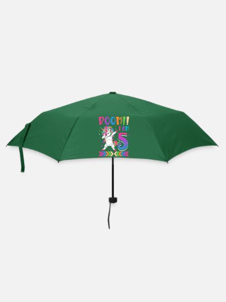 Boom!! Ich Bin 5, Buntes Lustiges Einhorn 5. - Regenschirm (klein) - Flaschengrün