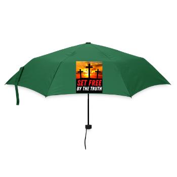 Befreit durch die Wahrheit - Christliches Zitat - Regenschirm (klein) - Flaschengrün - Vorne