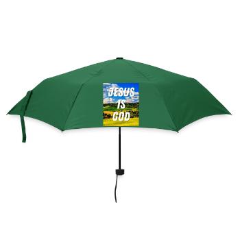 Jesus ist Gott - Christliches Zitat - Regenschirm (klein) - Flaschengrün - Vorne