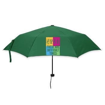Dies sind schwierige Zeiten lustiges Musik-Wortspiel - Regenschirm (klein) - Flaschengrün - Vorne