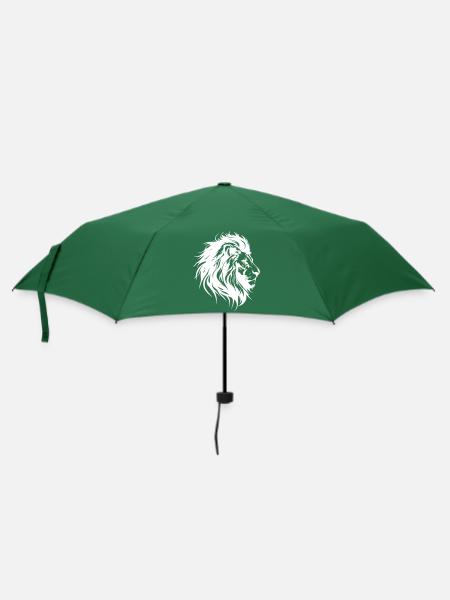Löwenkopf Löwe Silhouette - Regenschirm (klein) - Flaschengrün