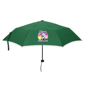 Depressives Einhorn im Sonnenuntergang - Regenschirm (klein) - Flaschengrün - Vorne
