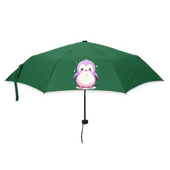 Süßer Chibi Pinguin - Niedliches Cartoon-Design - Regenschirm (klein) - Flaschengrün - Vorne