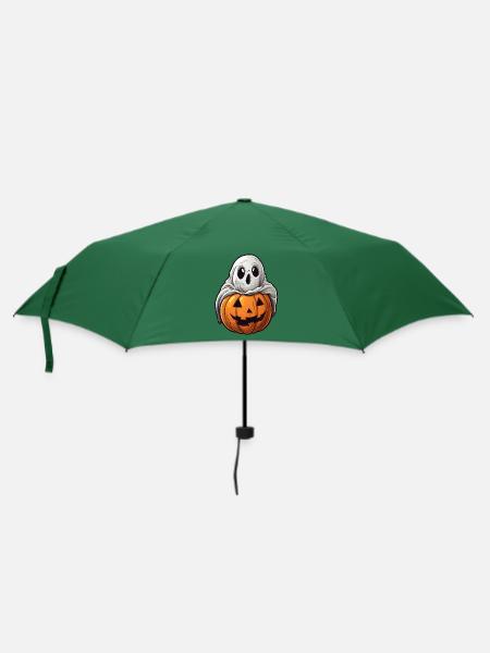 Geist Kürbis Halloween Comic - Regenschirm (klein) - Flaschengrün