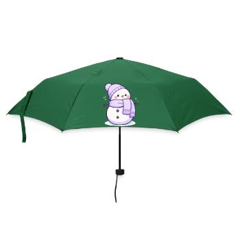 Süßer Weihnachts Schneemann - Festtags-Design - Regenschirm (klein) - Flaschengrün - Vorne