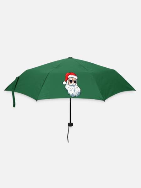 Weihnachtsmann mit Sonnenbrille - Regenschirm (klein) - Flaschengrün