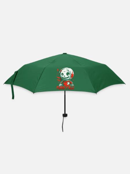 Funked Euch Alle! Horrorpuppe mit Schnauze voll - Regenschirm (klein) - Flaschengrün