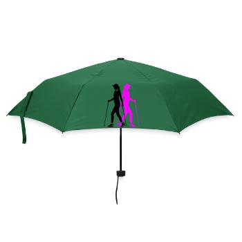 Nordic Walking Frau Silhouette - Regenschirm (klein) - Flaschengrün - Vorne