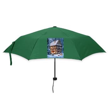 Elsässisches Fachwerk-Schneehaus - Regenschirm (klein) - Flaschengrün - Vorne