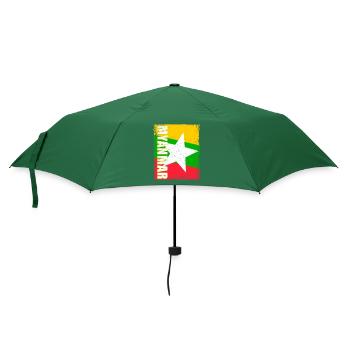 Burmesisch Myanmar Asien Birma Flagge Reise - Regenschirm (klein) - Flaschengrün - Vorne