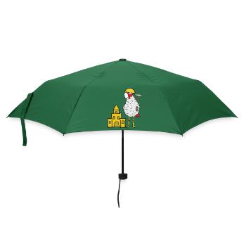 Handwerker Huhn Sandburg Baustelle bauen Bauherr - Regenschirm (klein) - Flaschengrün - Vorne