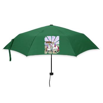 Einhörner Einhorn Fabeltier Liebe Herz Valentin - Regenschirm (klein) - Flaschengrün - Vorne