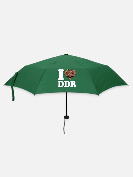 I Love DDR - Herz - Ostalgie - Regenschirm (klein) - Flaschengrün