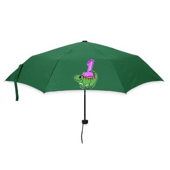 1 Jahr alt - Einschulung - Iguana Motiv - Zahl 1 - Regenschirm (klein) - Flaschengrün - Vorne