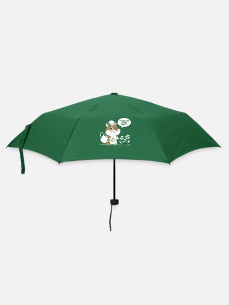 Niedlicher Hamster Mit Gießkanne Und Blumen - Regenschirm (klein) - Flaschengrün