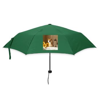 Shiba Inu - Regenschirm (klein) - Flaschengrün - Vorne