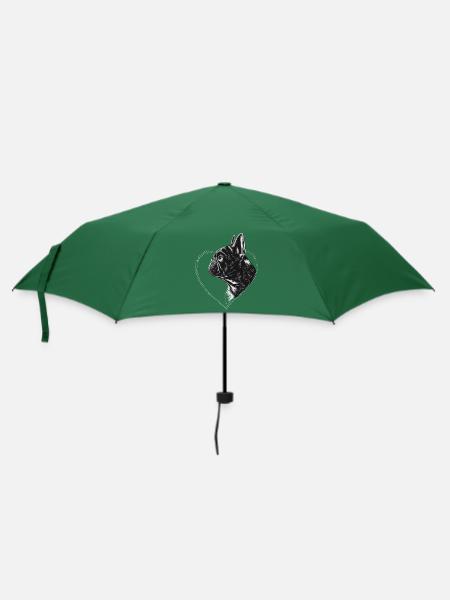 Französische Bulldogge - Regenschirm (klein) - Flaschengrün