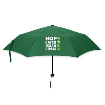 Hop Catch Release Repeat Frosch Humor - Regenschirm (klein) - Flaschengrün - Vorne