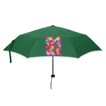 Eis Eiskrem Eiscrem Retro 80er 90er Sommer - Regenschirm (klein) - Flaschengrün - Vorne