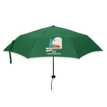 Ich & meine Follower – Hundehumor Design - Regenschirm (klein) - Flaschengrün - Vorne