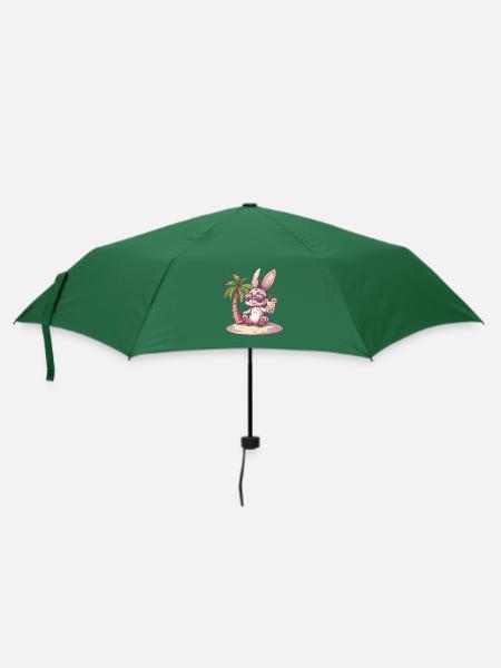 Hase Sommer Palme - Regenschirm (klein) - Flaschengrün