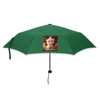 Festliche Mieze im Weihnachtszauber - Regenschirm (klein) - Flaschengrün - Vorne