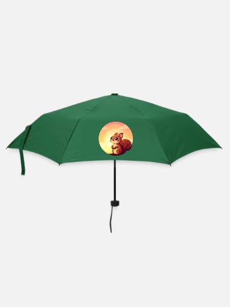 Eichhörnchen Rundes Sunset Design - Regenschirm (klein) - Flaschengrün