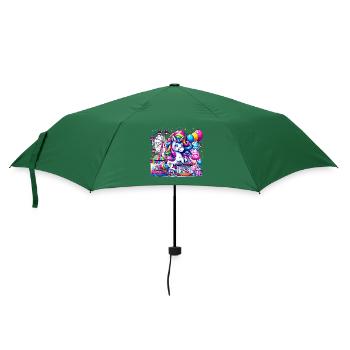 Karnevals-Spaß-Einhorn genießt festliche Fahrten - Regenschirm (klein) - Flaschengrün - Vorne