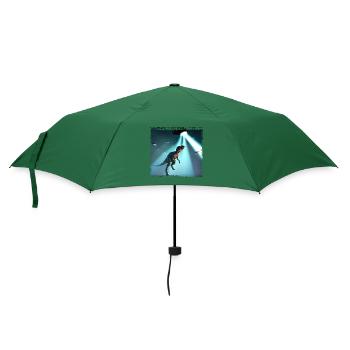 UFO trifft auf Dinosaurier - Regenschirm (klein) - Flaschengrün - Vorne
