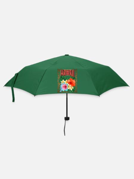 Vintage-Hawaii, Hawaii, Hawaii-Aloha, Hibiskus - Regenschirm (klein) - Flaschengrün